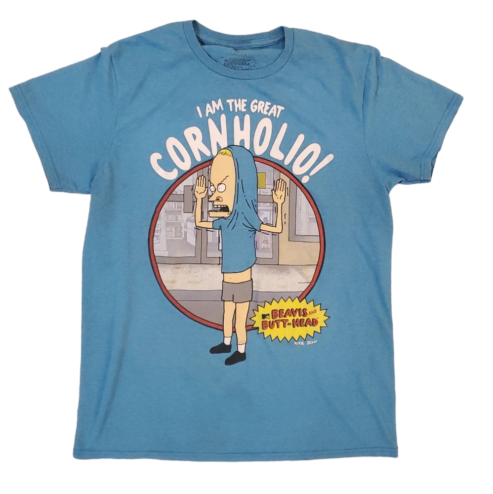 MTV Beavis and Butthead Adult Blue Cornholio‎ Short Sleeve T-Shirt Small